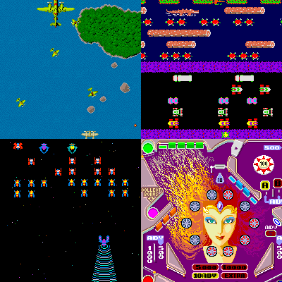 A collage of screenshots from some arcade games